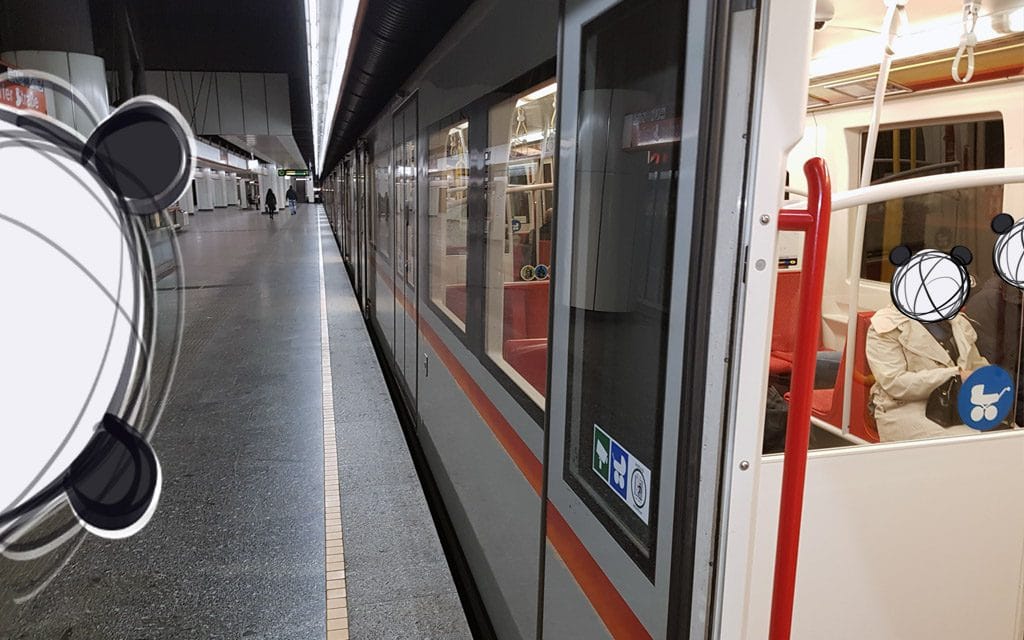 Mind the gap. A open subway door in a Vienna subway station.