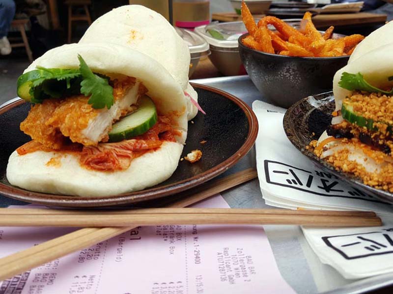 Two Baos and sweet potato fries. My favourites.